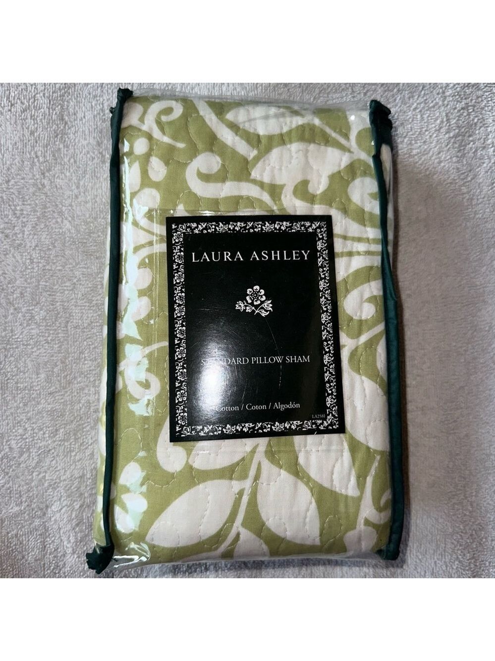 NIP Laura Ashley Standard Pillow Quilt Sham Rowland Green Cotton